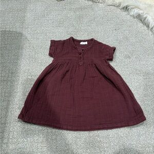 Jamie Kay Maroon Girls' Dress with Button Front